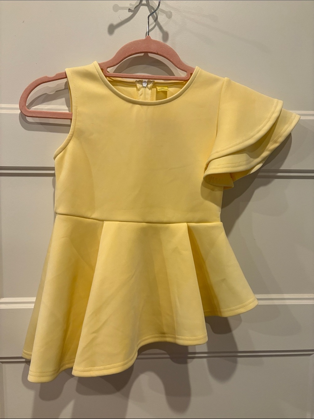 SHEIN Pale Yellow One-Shoulder Ruffle Peplum Top